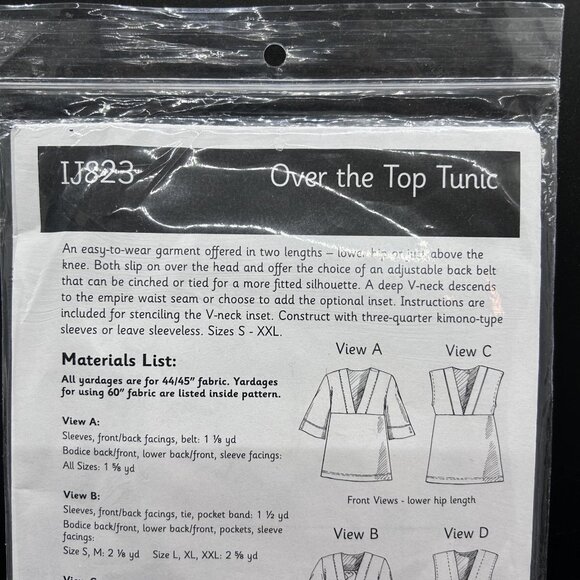 Indygo Juntion IJ823 “Over the Top Tunic” (S-XXL) Sewing Pattern Uncut FF - Picture 3 of 5